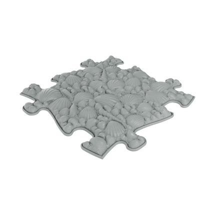 Seashells Sensory Playmat - SOFT textured puzzle piece in soft gray with seashell shapes for tactile sensory play.