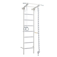 Sensory Swedish Wall Bars with climbing rope, gymnastic rings, and horizontal ladder for physical activity and sensory play