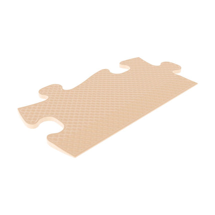 Beige textured puzzle piece designed to connect sensory playmats End pieces for calming and support tools.