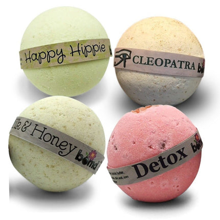 Chill Out Bath Bomb Luxury Soak Gift Set for the Bath Lover with four scented bath bombs in pastel colors.