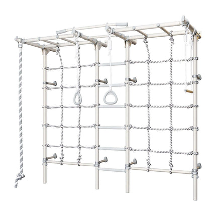 Swedish Giant Wallbars - S7 with climbing nets, rope ladder, rings, and monkey bars for sensory and physical activity.