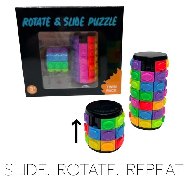 Slide & Rotate Puzzle - Twin Pack with colorful rotating cubes designed for engaging sensory play and brain development.