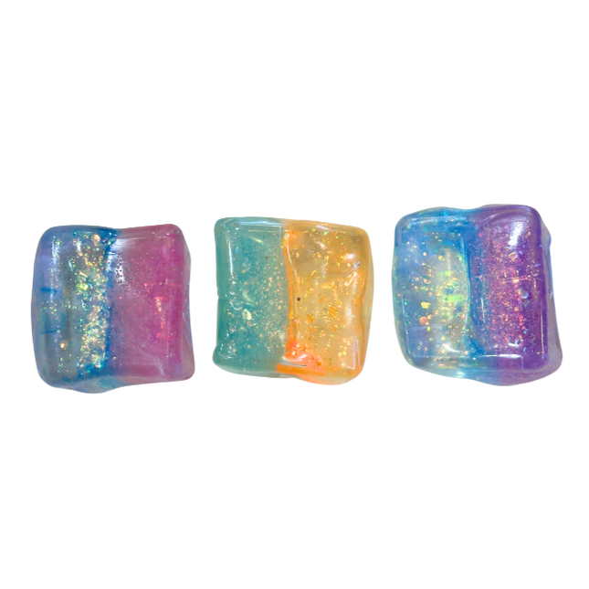 Squeeze Sugar Two Tone Glitter Block - 5cm three colorful glitter squishies