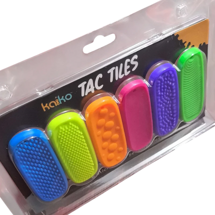 Tac Tiles sensory fidget set with colorful textured surfaces for tactile stimulation and sensory play.