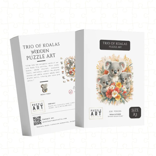 Trio of Koalas Wooden Puzzle - Sensory Circle