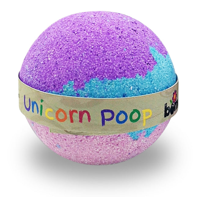 Unicorn Poop all Natural Fizzing Bubble Bath Bomb set of 6 Fun Time Bath Pack in purple, blue, and pink colors