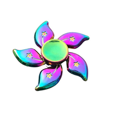 Colourful Bauhinia Metal Fidget Spinner with iridescent petals featuring star cutouts, designed to calm, connect and support.