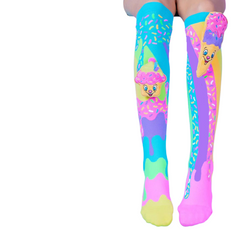 Bright colorful Ice Cream & Cupcake Socks with 3D textured designs, helping families thrive with tools to calm connect support