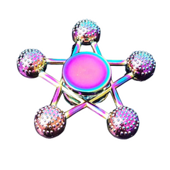 Colourful Bayberry Metal Fidget Spinner with textured grips in a vibrant rainbow finish, helping families thrive with calm.