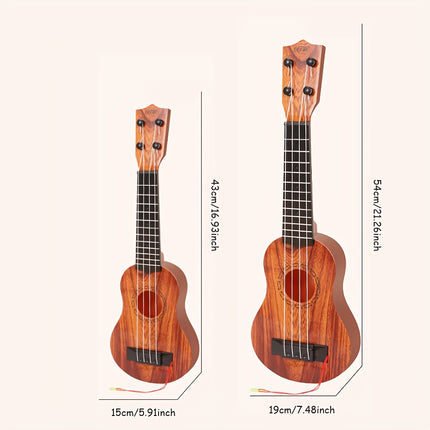 Acacia wood 17-inch Playable Ukulele Mini Guitar, lightweight and portable. Features comfortable nylon strings, includes a pick, and has open-style tuning pegs for precise tuning. Suitable for beginners and music enthusiasts, a popular gift choice for hol Dropshipzone