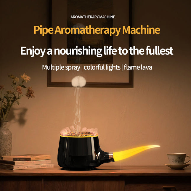 Pipe-Shaped Aromatherapy Humidifier with LED Flame & Mist – USB Desk Diffuser for Home, Office, Bedside (White) | Other Colors Available in Store Dropshipzone
