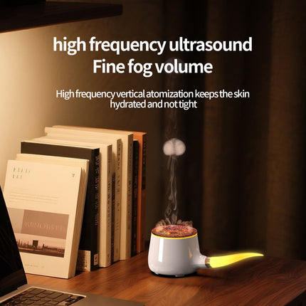 Pipe-Shaped Aromatherapy Humidifier with LED Flame & Mist – USB Desk Diffuser for Home, Office, Bedside (Black) | Other Colors Available in Store Dropshipzone
