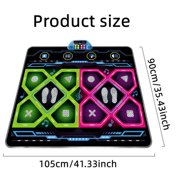 Double Dance Pad LED Rhythm Game Mat with colorful light-up dance zones for interactive educational games and sensory play.