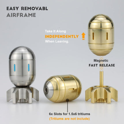 Atomic Bomb Fidget Spinner 3 in 1 EDC Clicker Toy Stainless Steel shown in metallic silver and gold options with removable parts.