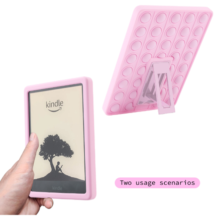 Pop It Fidget Case for Kindle Paperwhite 5 (6.8") - Rainbow Silicone Protective Cover with Stand，Pink