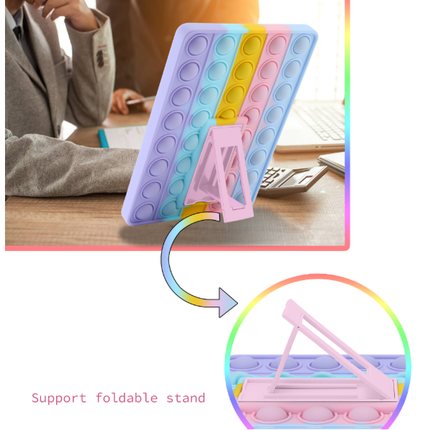 Pop It Fidget Case for Kindle Paperwhite 5 (6.8") - Rainbow Silicone Protective Cover with Stand，Multicolored
