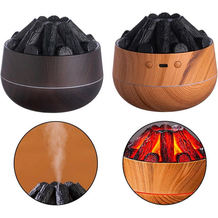 Aromatherapy Air Humidifier - Flame Effect Aromatherapy Diffuser - 300ml - Bedroom Humidifier - Campfire Shape - Small Ultra-Quiet USB Portable Humidifier for Home and Office (Dark) Dropshipzone