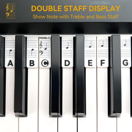 Removable Silicone Piano Stickers - 88 Keys - Key Guide - Keyboard Stickers - Reusable - Learn Music Notes Easily - Learn to Play Strip - Includes Storage Box - For Beginners Dropshipzone