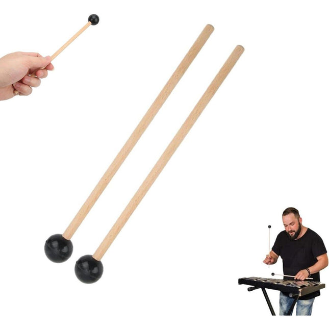 1 pair - Drumsticks - Mallets Sticks - Mallets - Wooden xylophone sticks - - hollow drumsticks - wooden percussion sticks with wooden handle - rhythm sticks - for glockenspiel, wooden block, percussion instruments - 18.7 cm - black Dropshipzone