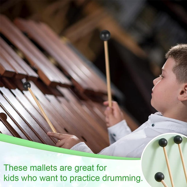 1 pair - Drumsticks - Mallets Sticks - Mallets - Wooden xylophone sticks - - hollow drumsticks - wooden percussion sticks with wooden handle - rhythm sticks - for glockenspiel, wooden block, percussion instruments - 18.7 cm - black Dropshipzone