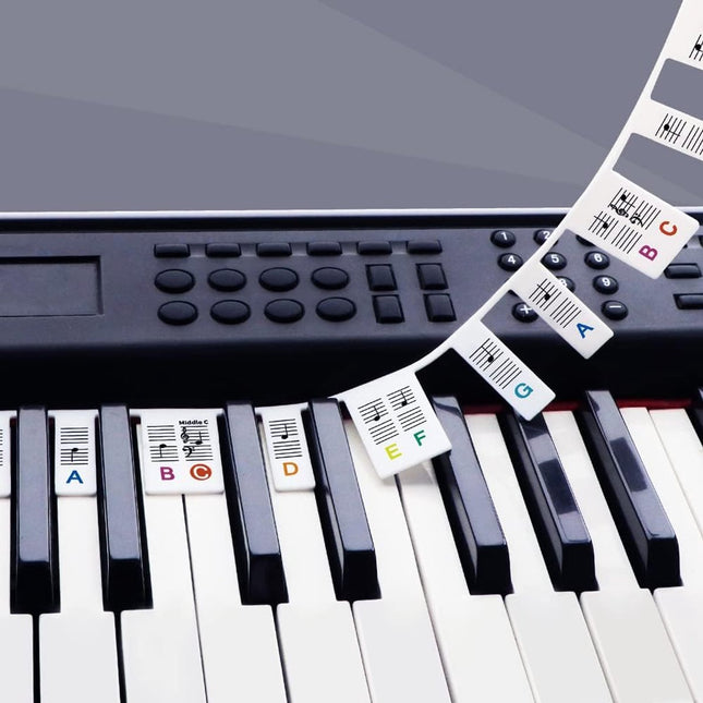 Piano/Keyboard Stickers - 88 keys - Removable Piano Key Stickers - piano stickers - Silicone - learn to play strip - Piano key stickers - Reusable - removable - with numbers - Easily Learn Music Notes - for beginners Dropshipzone