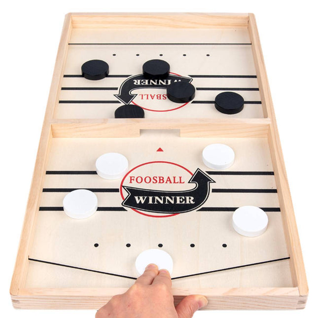 Hockey Table Game, Wooden Fast Sling Puck Game, Super Football Table Compatible with Sports Games with hand playing