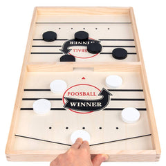Hockey Table Game, Wooden Fast Sling Puck Game, Super Football Table Compatible with Sports Games on wooden board