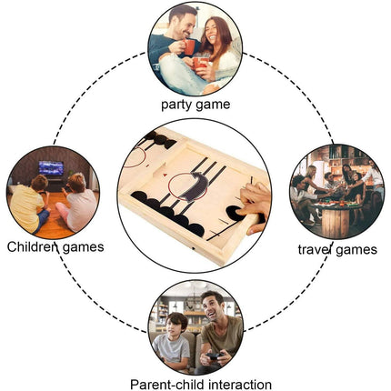 Hockey Table Game, Wooden Fast Sling Puck Game, Super Football Table Compatible with Sports Games promoting family fun and connection.