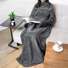 Portable Blanket with Sleeves Winter Soft Sherpa Weighted Blanket Sofa Blanket Adult Warm Long Lazy TV Blanket Plush Coat Dropshipzone