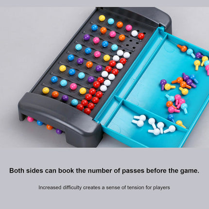 Mastermind Game Fun Brain Puzzle Game with colorful pegs on black and blue board for educational and sensory play.