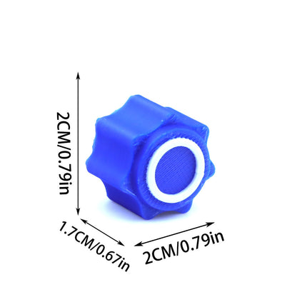 Blue plastic piece from Squid Game 2 Gonggi & Case Korean Grab 5 stone sieves+rectangular box with size measurements shown