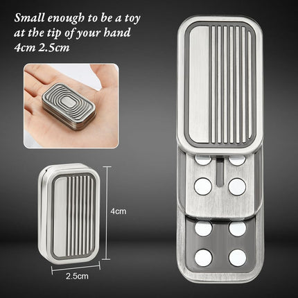 Metal Fidget Slider Toy, EDC Fidget Toy for Adults, Stress Relief for Anxiety in compact silver finish with textured grooves.