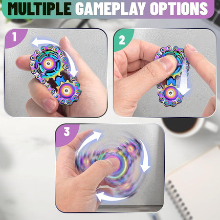 Metal Fidget Spinner Toys for Teens Boys Adults Bike Chain Roller Gadgets ADHD Figette Anxiety Stress Relief Items Quiet Figet Desk Offices EDC Men Easter Baske