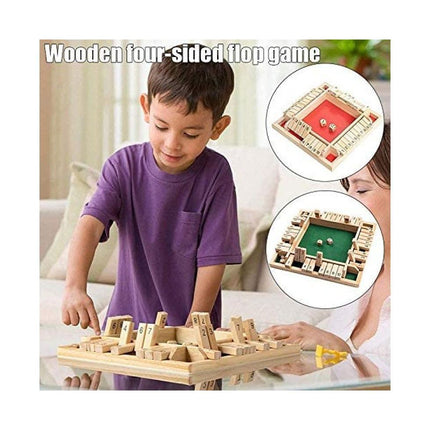 Child playing Wooden Board Game, 4 Players Shut The Box Dice Game Mathematics Traditional Pub Board Dice Game Travel board game helping families thrive