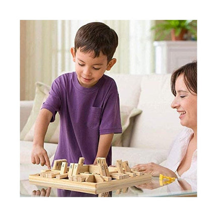 Child and adult playing Wooden Board Game, 4 Players Shut The Box Dice Game Mathematics Traditional Pub Board Dice Game Travel board game.