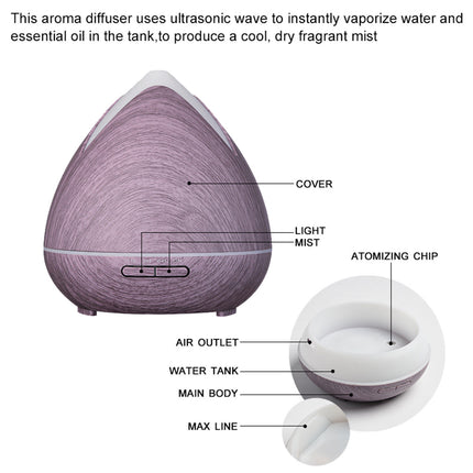 Essential Oils Ultrasonic Aromatherapy Diffuser Air Humidifier Purify 400ML - Violet Dropshipzone
