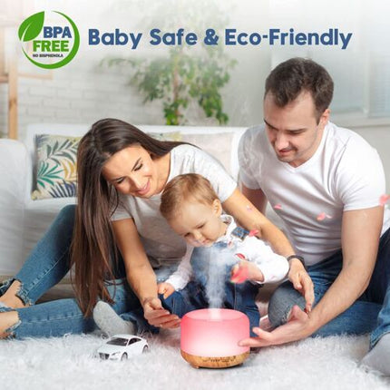 Aroma Aromatherapy Diffuser LED Oil Ultrasonic Air Humidifier Purifier 500ML Wood Grain - Sensory Circle