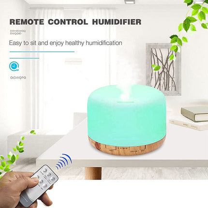 Aroma Aromatherapy Diffuser LED Oil Ultrasonic Air Humidifier Purifier 500ML Wood Grain - Sensory Circle