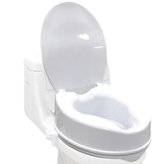 EQUIPMED Raised Over Toilet Seat, 10cm Riser, 125kg Capacity, Raiser with Lid, White - Sensory Circle