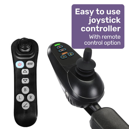 EQUIPMED Power Electric Wheelchair, Long Range, Alloy, Remote Control, Lithium Battery, Black/Silver - Sensory Circle