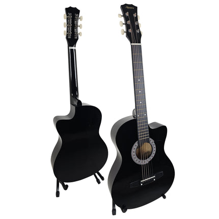 Karrera 38in Pro Cutaway Acoustic Guitar with Carry Bag - Black Dropshipzone