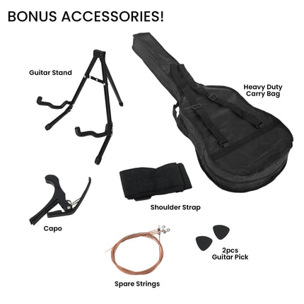 Karrera 38in Pro Cutaway Acoustic Guitar with Carry Bag - Black Dropshipzone