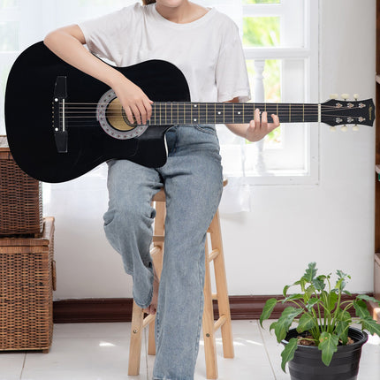 Karrera 38in Pro Cutaway Acoustic Guitar with Carry Bag - Black Dropshipzone