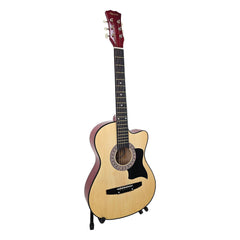 Karrera 38in Pro Cutaway Acoustic Guitar with guitar bag - Natural shown on a white background