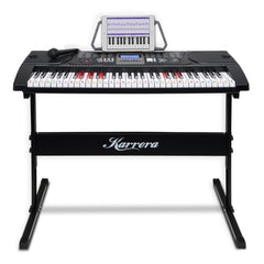 Karrera 61 Keys Electronic LED Keyboard Piano with Stand - Black Dropshipzone