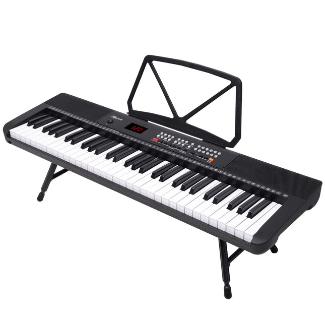 Karrera 61-Key Electronic Piano Keyboard with LED and Folding Stand in Black CHJ-SD1 Dropshipzone