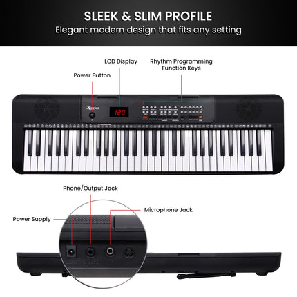 Karrera 61-Key Electronic Piano Keyboard with LED and Folding Stand in Black CHJ-SD1 Dropshipzone