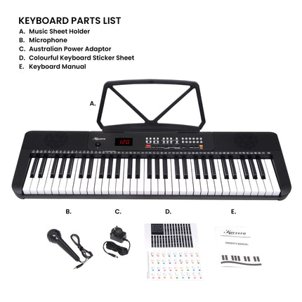 Karrera 61-Key Electronic Piano Keyboard with LED and Folding Stand in Black CHJ-SD1 Dropshipzone