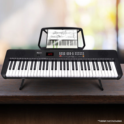 Karrera 61-Key Electronic Piano Keyboard with LED and Folding Stand in Black CHJ-SD1 Dropshipzone