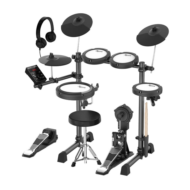 Karrera 18S Electronic Drum Kit Mesh Pads 8in Snare Bluetooth Sounds USB/MIDI Output Kick Pedals Drum Coach & Metronome Dropshipzone